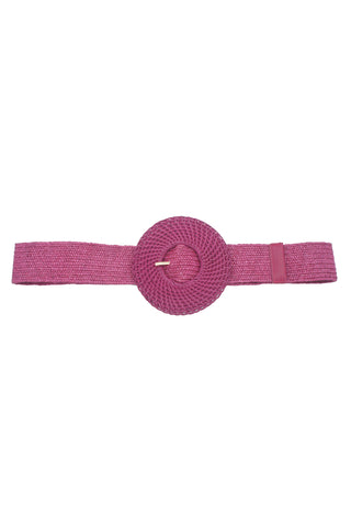 RATTAN ROUND BUCKLE STRETCH BELT