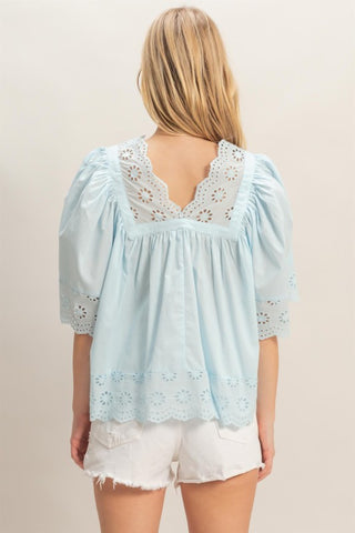 Scalloped Eyelet Babydoll Top