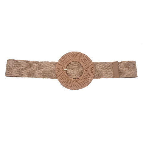 RATTAN ROUND BUCKLE STRETCH BELT