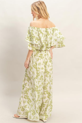 Floral Off-shoulder Top & Pants Set
