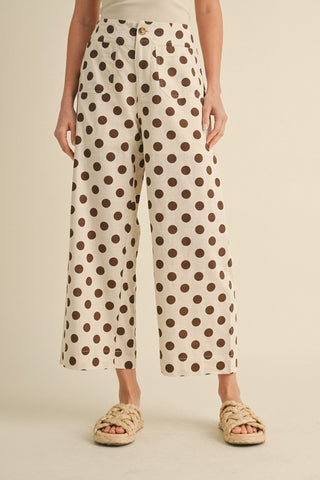 Polka Dot Print Wide Pants