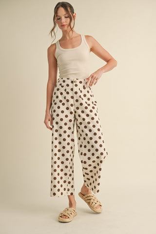 Polka Dot Print Wide Pants