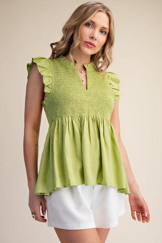Flutter Sleeve Smocked Top