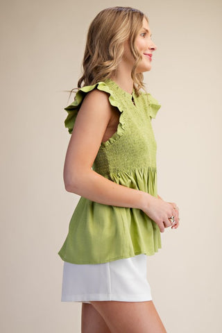Flutter Sleeve Smocked Top