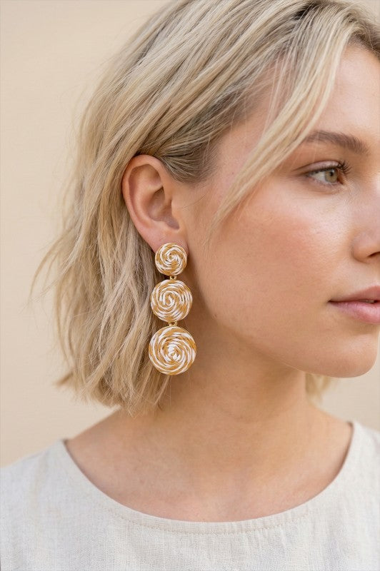 Three-tier Woven Straw Drop Earrings