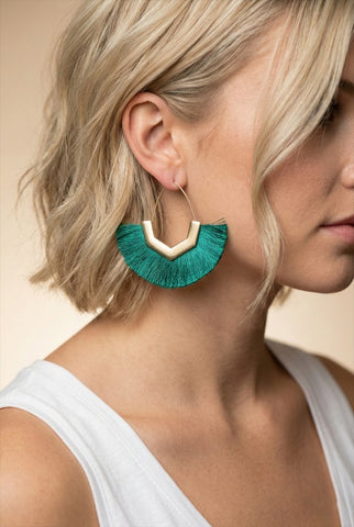 Fan Shape Tassel Earrings