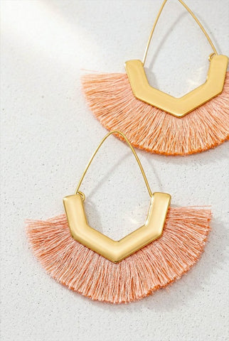 Fan Shape Tassel Earrings