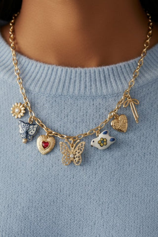 Garden Whimsy Charm Necklace Ceramic