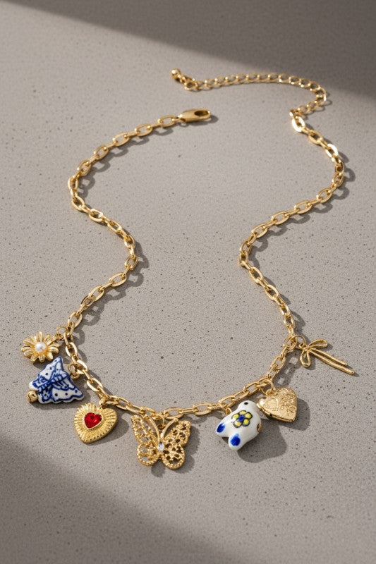 Garden Whimsy Charm Necklace Ceramic