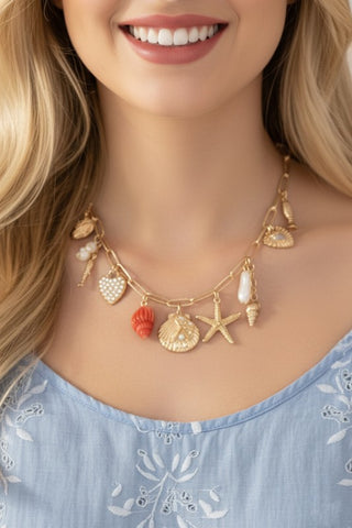 Sunset Tide Sea Shell Charm Necklace