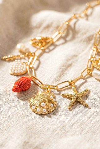 Sunset Tide Sea Shell Charm Necklace