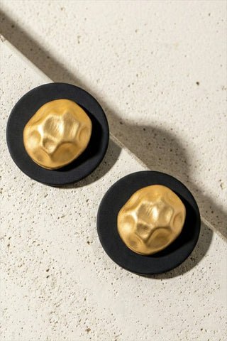 Hammered Dome Resin Disk Stud Earrings