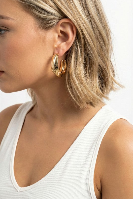 Sculptural Metal Hoop Earrings