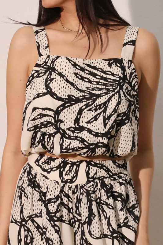 Chantilly Print Strap Bubble Top