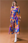 Printed Woven Satin Midi Dress