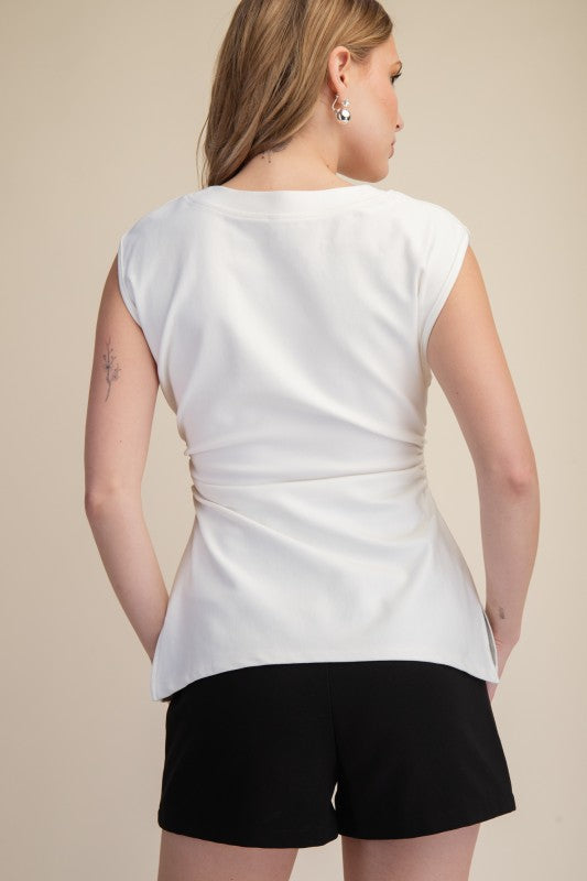 Easy To Wear Side Gathered Fitted Top