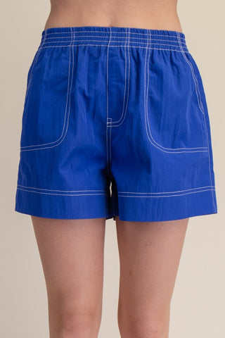 Waist Elastic Band Stitch Detail Relaxing Shorts