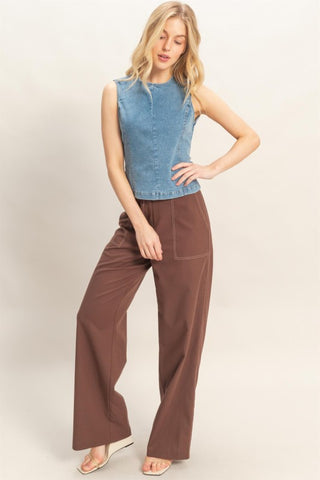 Sleeveless denim top