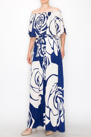 VENESIA OFFSHOULDER MAXI DRESS WITH LINING INSIDE 100%POLYESTER