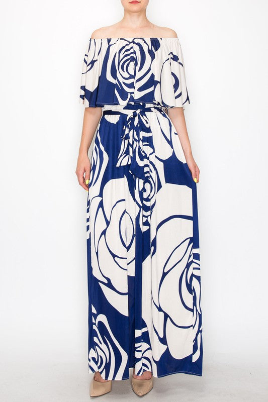 VENESIA OFFSHOULDER MAXI DRESS WITH LINING INSIDE 100%POLYESTER