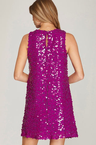 Sleeveless Matted Sequin Mini Dress