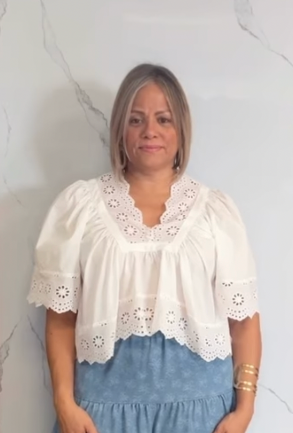 Scalloped Eyelet Babydoll Top