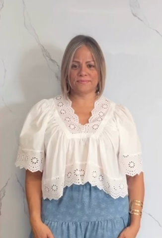 Scalloped Eyelet Babydoll Top
