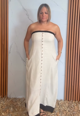 Strapless Button-front Maxi Dress