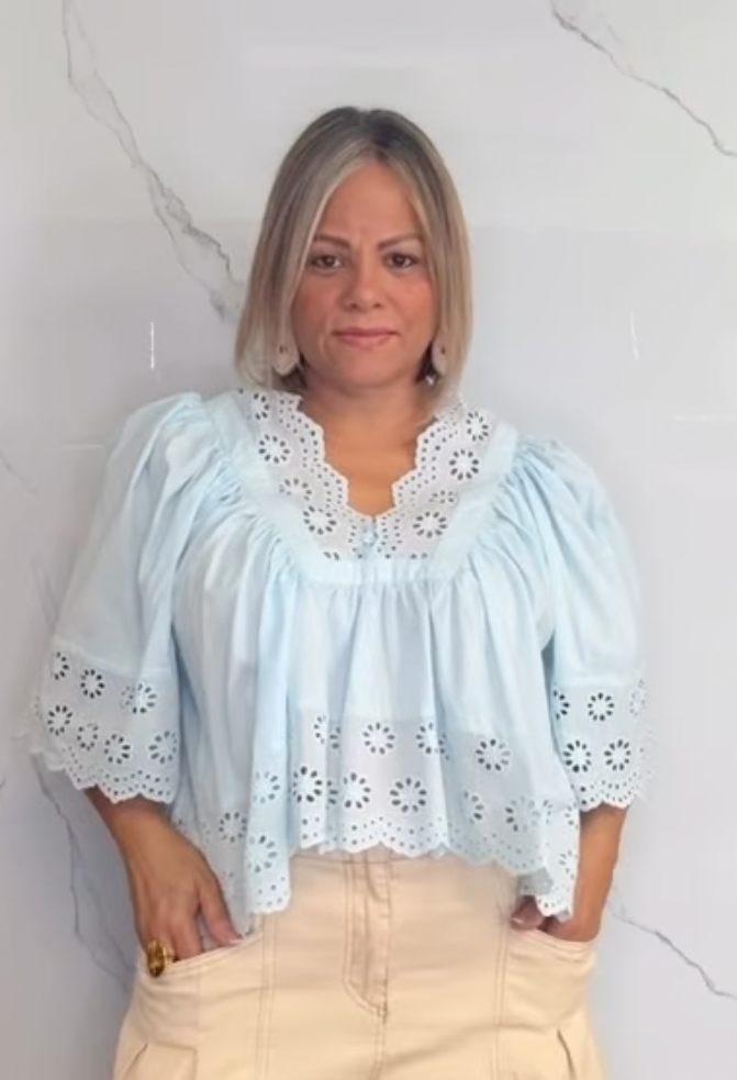 Scalloped Eyelet Babydoll Top