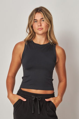 Flat Seamless Crew-neck Crop Top