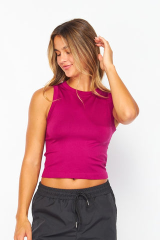 Flat Seamless Crew-neck Crop Top