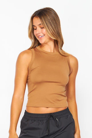 Flat Seamless Crew-neck Crop Top