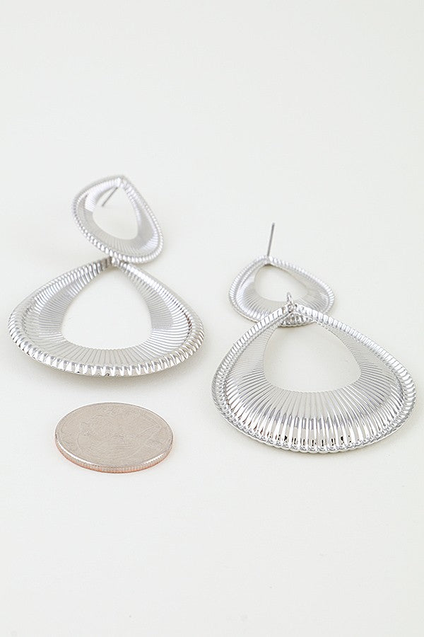 Ribbed Open Teardrop Earrings