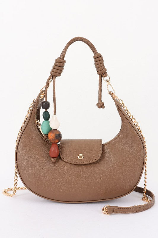 Vegan Leather Shoulder Bag W/ Charms