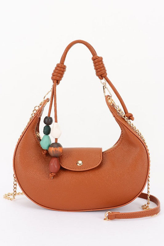 Vegan Leather Shoulder Bag W/ Charms