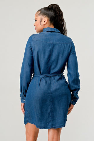 LONG SLEEVES DENIM DRESS MULTIN STARS COLORS