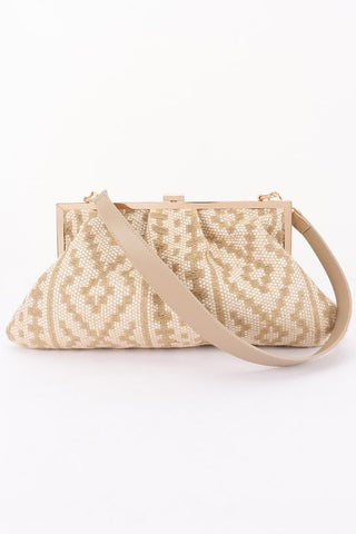 Faux Straw Metal Handle Tote Bag