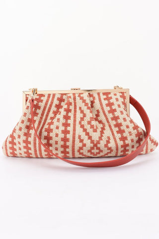 Faux Straw Metal Handle Tote Bag