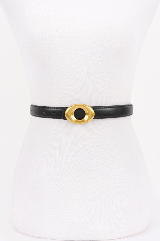 Metal Buckle Faux Leather Belt