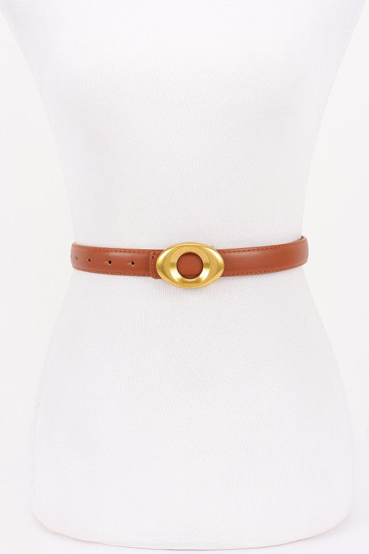 Metal Buckle Faux Leather Belt