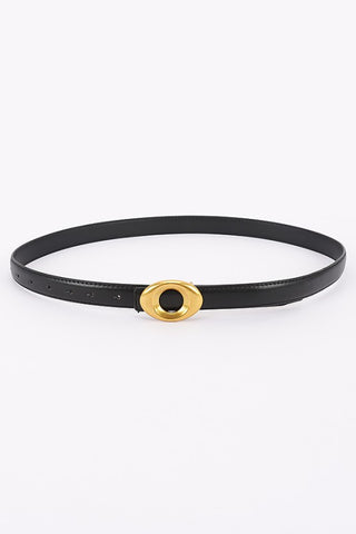 Metal Buckle Faux Leather Belt