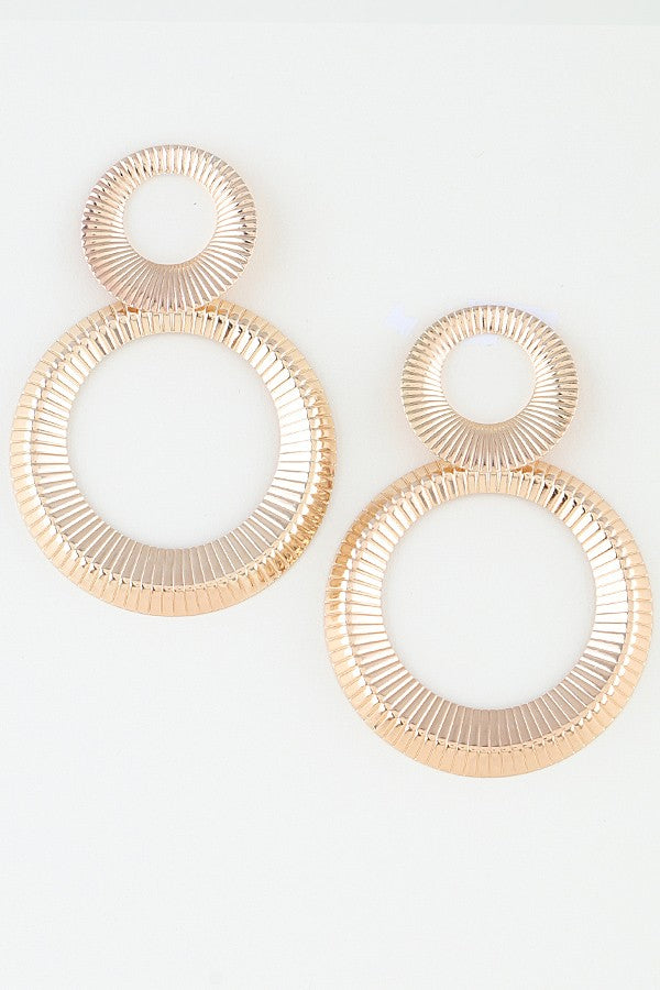 Ribbed Open Disc Drop Earrings