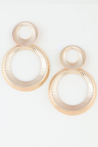 Ribbed Open Disc Drop Earrings
