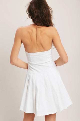 A solid woven mini dress