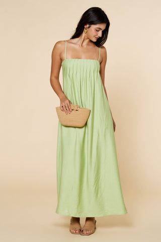 Pleated Spaghetti Straps Maxi Dress