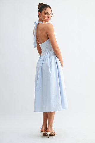 Coastal Stripe Halter Midi Dress
