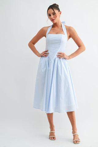 Coastal Stripe Halter Midi Dress