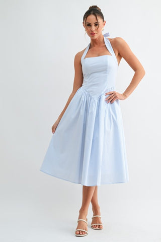 Coastal Stripe Halter Midi Dress