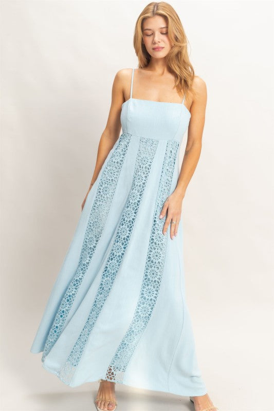 Woven Lace Trim Maxi Dress