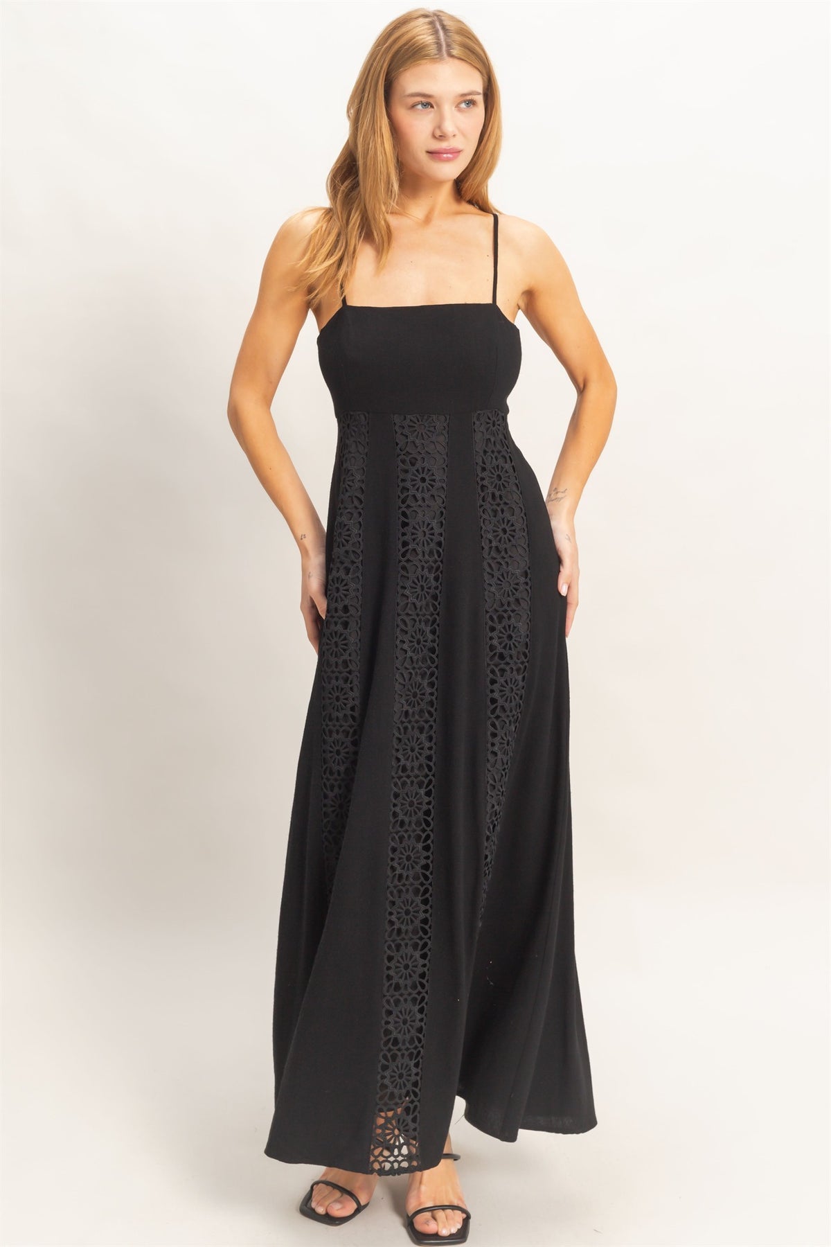 Woven Lace Trim Maxi Dress